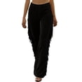 thumbnail image 2 of Endives Womens Jean Flare Pants Western Brown Fringe Flared Jeans Elastic Waist Trendy Stretchy Tassel Denim Pants Flare Pants Black, 2 of 5