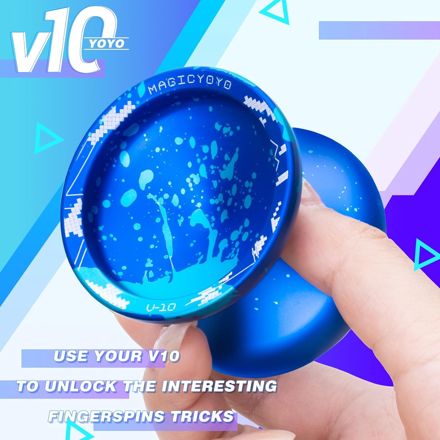 YOSTAR V10 Yoyo Professionnel Réactif Et Non-Réactif En Métal Doré Rouge - Avec Ralentis, Roulement à Billes, 12 Cordes, Gant Et Étui
