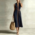thumbnail image 3 of YuXingFu Wedding Guest Dresses for Women Summer Maxi V-Neck Plus Size Womens Dress Sleeveless for Vacation Long Casual Summer Navy S, 3 of 9