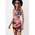 thumbnail image 4 of Women's Multicolor Tie-dye Print Hollow Out Twist Bodycon Mini Dress, 4 of 16