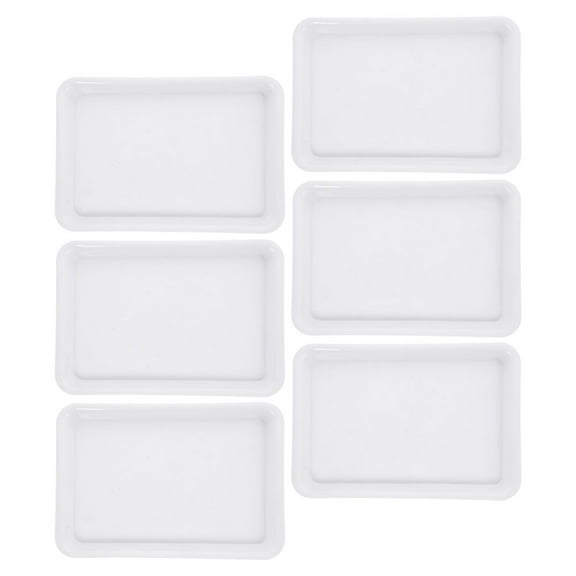Toyvian 6-Pack White Plastic Rectangular Plant Saucers for Indoor Pots, Drip Catcher Trays for Houseplants and Garden Use