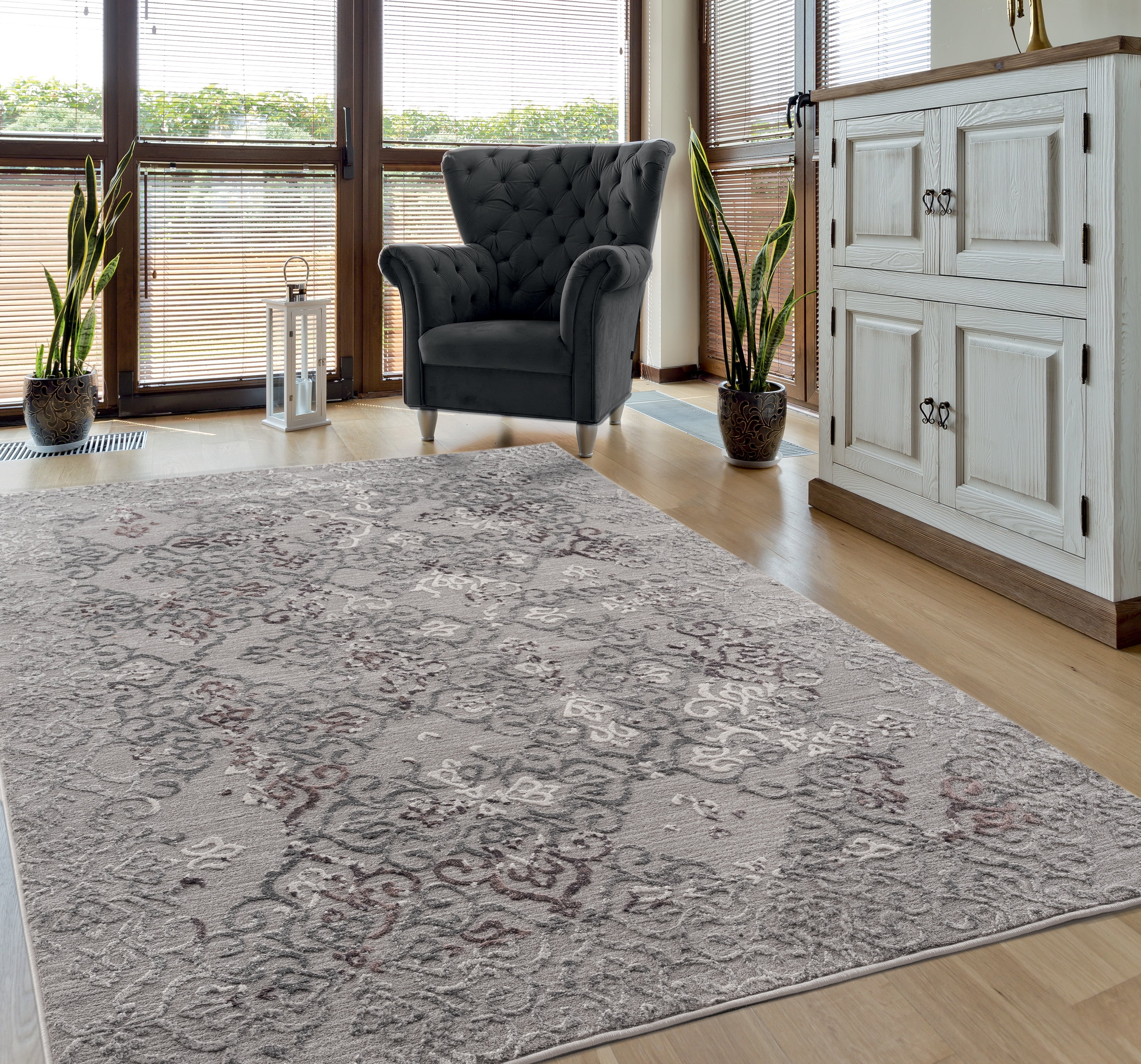 United Weavers Rasbora Tetra Transitional Bordered Area Rug, Plum, 5'3" x 7'2"