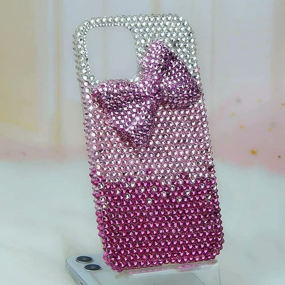 Compatible with Samsung Galaxy Note 20 Glitter Case,3D Diamond Cute Pink Bow Crystal Rhinestone Women Girls Rainbow Shiny Sparkle Bling Glitter Protective Phone Case Cover