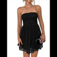 thumbnail image 3 of Vestido de Cóctel de Verano para Mujer: Minivestido de Tubo con Volantes Fruncidos Negro L, 3 of 10