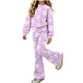 thumbnail image 2 of Jamicy Children's Outfits Set Cute Graphic Long Sleeve Sweatshirts And Flared Leggings Sets Fall Outfit Two-Piece Set for 5-15 Years Kids, 2 of 9
