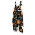 thumbnail image 4 of Halloween Jumpsuits for Women, One Piece Sleeveless Pumpkin Print Rompers Pants, Adjustable Strap Baggy Overalls, Wide Leg Jumpsuit Baggy Harem Pants, Summer Fall Outfits, Green 3XL, 4 of 7