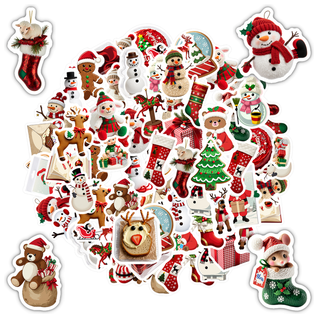 35pcs Funny Stickers Santa Stickers Holiday Stickers Snowman Stickers Tree Stickers for Laptops Suitcases Fridge