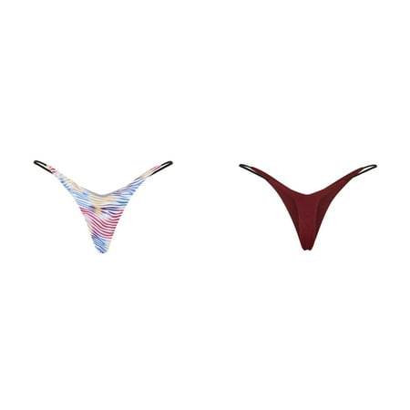 2-Pack Women s Thong Low Rise Double Layer Bikini Briefs Couples Matching Underwear Mesh Panties High Waist Bikini Underwear Women Remote Control Panties for Women Pleasure Lane Swim 24 Thongs for