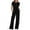 Black, variant on Kaemgyyd Workout Jumpsuits for Women Short Sleeve Crew Neck Wide Leg Pants Rompers Drawstring Solid Active Sweatpants Jumpsuit