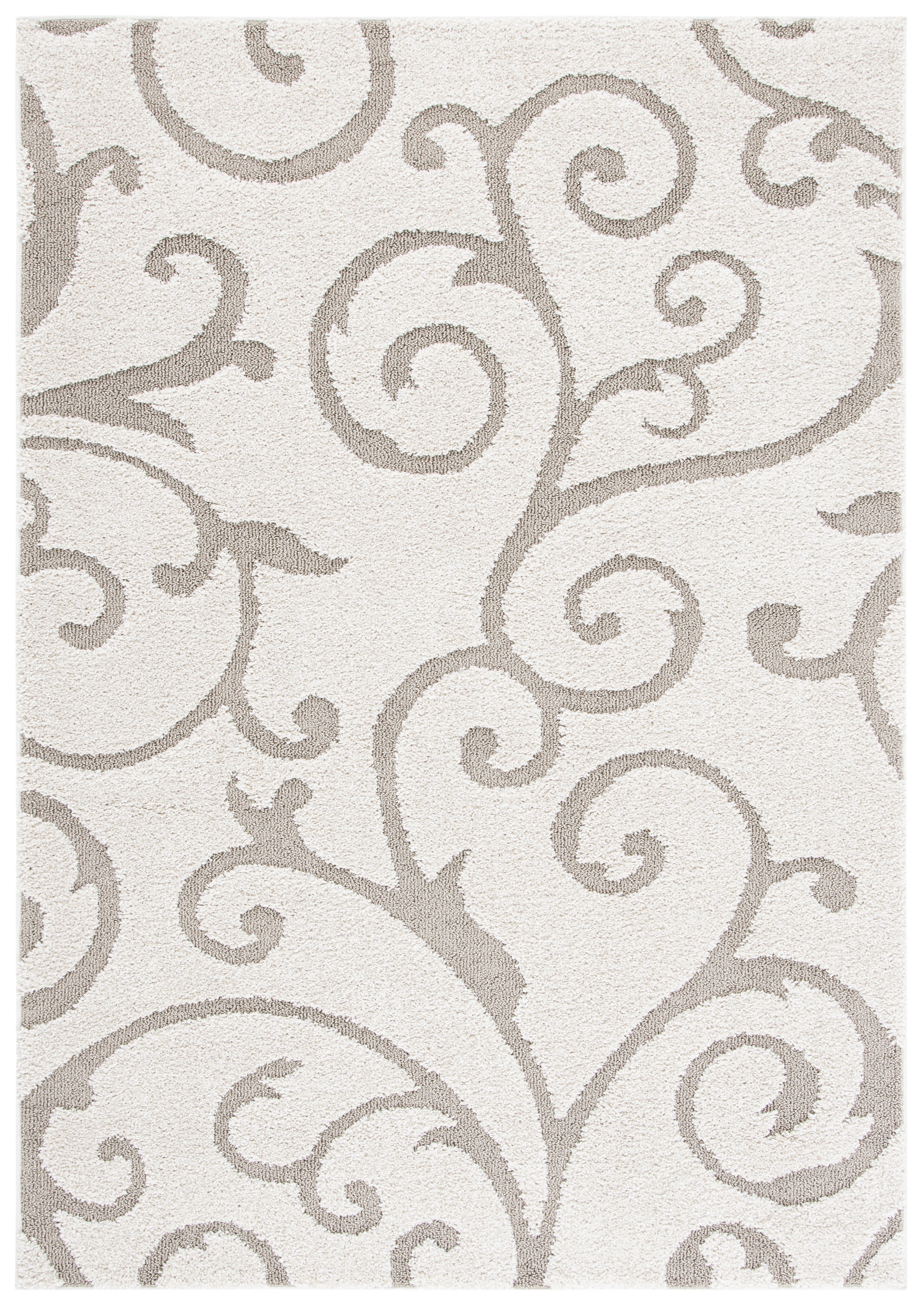Safavieh Florida Doug Floral Vines Geometric Shag Area Rug, Ivory/Beige, 6' x 8'