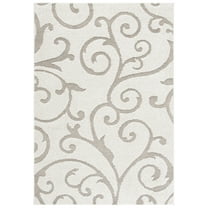SAFAVIEH Florida Doug Floral Vines Geometric Shag Area Rug, Ivory/Beige, 4' x 6'