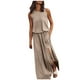 thumbnail image 1 of Elegante vestido de apertura de tenedor sólido de cuello redondo sin mangas casual de verano sexy para mujer OAVQHLG3B Store  lin121212, 1 of 5