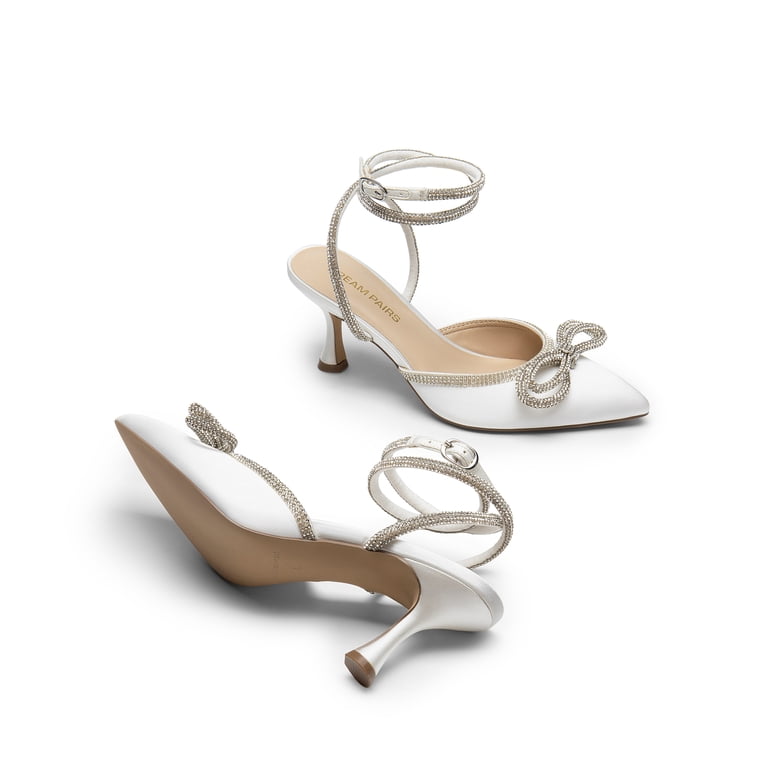 DREAM PAIRS Kitten Heels Rhinestone Bow Ankle Strap Stiletto  display picture 1