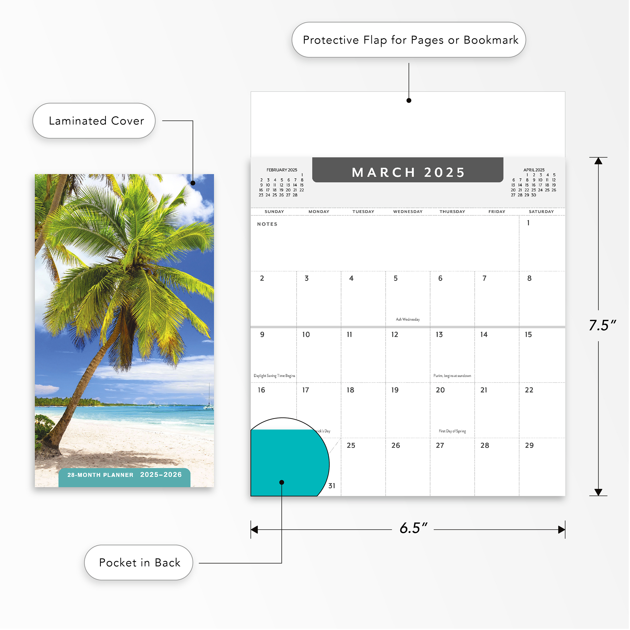 2025 Pocket Planner -Beaches- 3.62 xx 6.5" - 2 year Pocket Planner by DaySpring