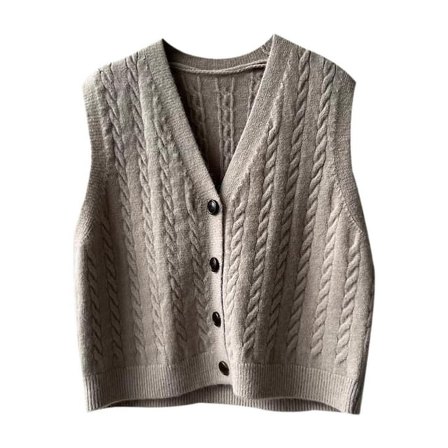 Chaleco de punto de moda ligero con botones, diseño retro, cuello en V, suéter deportivo para citas Longitud 53cm