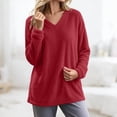thumbnail image 6 of Yievot Women's Fleece Sweatshirts V Neck Long Sleeve Fall Top Solid Color Casual Warm Tunic Tops, 6 of 9