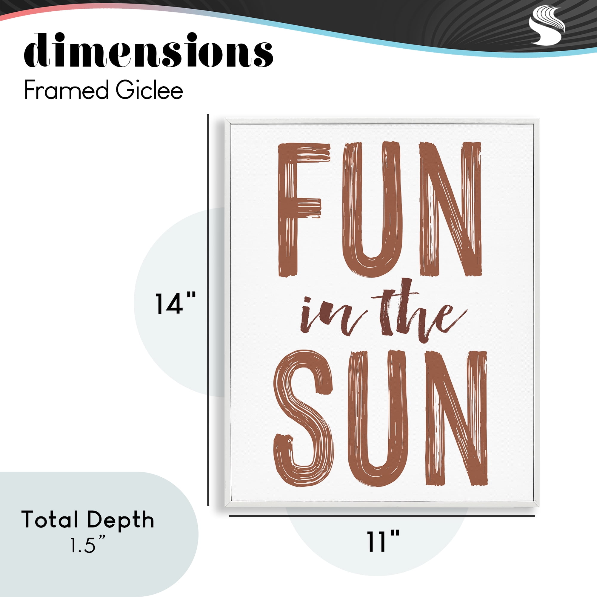Summer Sentiment Fun In Sun White Framed Giclee Art, design by Lettered and Lined