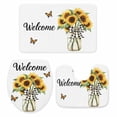 thumbnail image 2 of Sunflower Welcome Bathroom Rugs Set Butterfly Black White Plaid Bow Non Slip Absorbent Soft Bath Mats 3 Piece Set with Bathroom Rug, U-Shaped Floor Mat, Toilet Seat Cover Small Size, 2 of 9