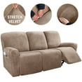 thumbnail image 5 of Dowbom Stretch Recliner Sofa Slipcove 3 Cushion Velvet Thick Furniture Protecto Couch Cover, 5 of 7