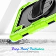 thumbnail image 4 of Shockproof Case for Apple iPad mini 6 /7 8.3" with Build In Screen Protector, Rugged Rotating Stand Shoulder Strap Pencil Holder Kids Friendly Bumper Case for Apple iPad mini 6/ Mini 7, Green, 4 of 10