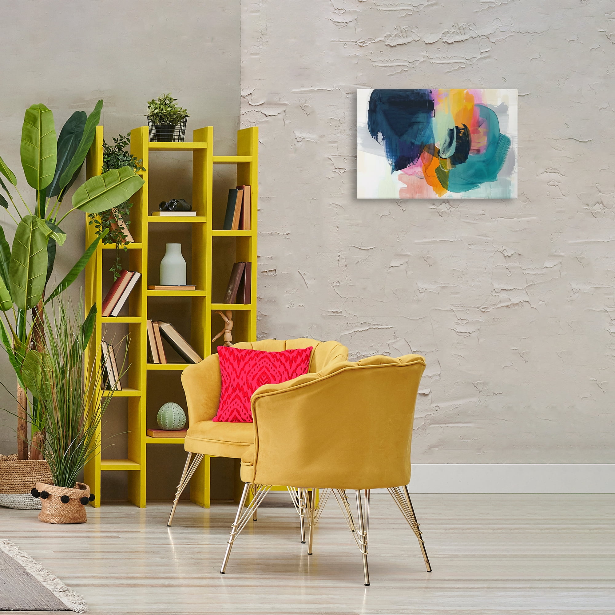 Stupell Industries Bold Hue Paint Strokes Abstract Painting Wrapped Canvas Art Print Wall Art, 24 x 16