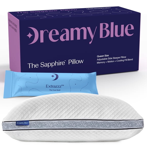 Almohada DreamyBlue con zafiros reforzados, ajustable, tamaño Loft King