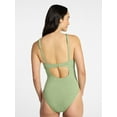 thumbnail image 2 of Time and Tru Women's and Women's Plus Size Crinkle Plunge Tie Front One Piece Swimsuit, Sizes XS-3X, 2 of 5