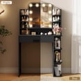 thumbnail image 4 of Pipleo 31" W Makeup Vanity Desk with Mirror and Lights, Small Vanity Table with 8 Storage Shelves, Big Drawer and 3 Lighting Colors, Bedroom Vanity for Girls, 4 of 9