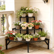 Wisfor 3 Tier Corner Plant Stand Metal Flower Display Rack for Indoor Outdoor,Sleek Black,23 Height