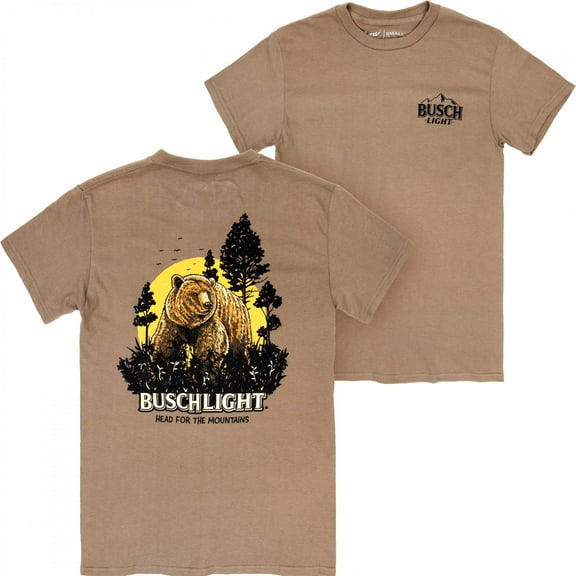 Busch Light Wildlife Bear Front and Back Print T-Shirt-Small