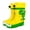 Yellow Dinosaur, variant on Kids Warm Lined Rain Boots With Drawstring – Waterproof Rubber Rain Boots For Boys, Non-Slip Wellies With Car & Truck Pattern