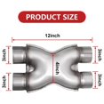 thumbnail image 2 of Floshine Stainless Steel Universal Exhaust X Pipe 3" Inlet 3" Outlet 12" Long for Smoother Exhaust,Dual 3 Inch Crossover X Pipe Exhaust Tip, 2 of 6