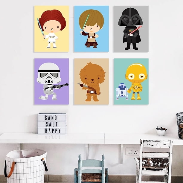 Set 6 Cuadros Star Wars Niños Modernos En Lienzo Canvas