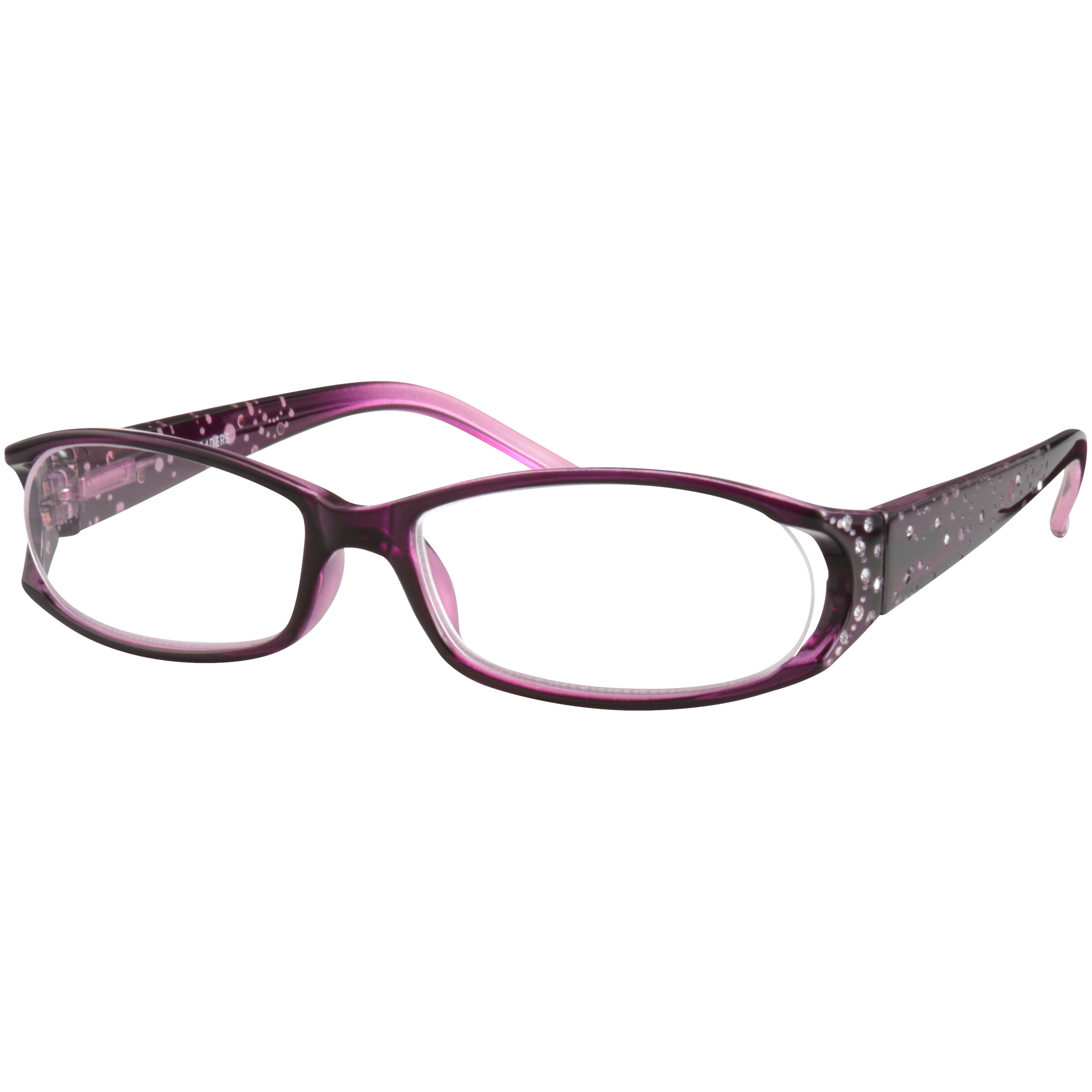 M Readers Women's Amber +2.00 Rectangle Reading Glasses with Case, Purple