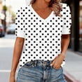 thumbnail image 2 of Womens Summer Tops V Neck T Shirts Dot Puff Sleeve Tops Loose Casual Tshirts, 2 of 5