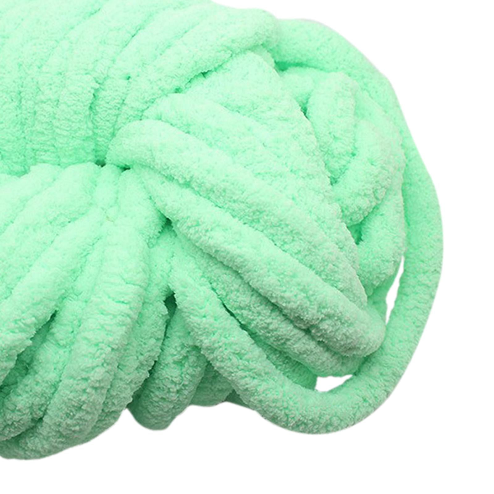 Abbraccia Chunky Chenille Yarn for Crocheting, Bulky Thick Yarn for Knitting,Super Bulky Chunky Yarn for Hand Knitting Blanket Light Green