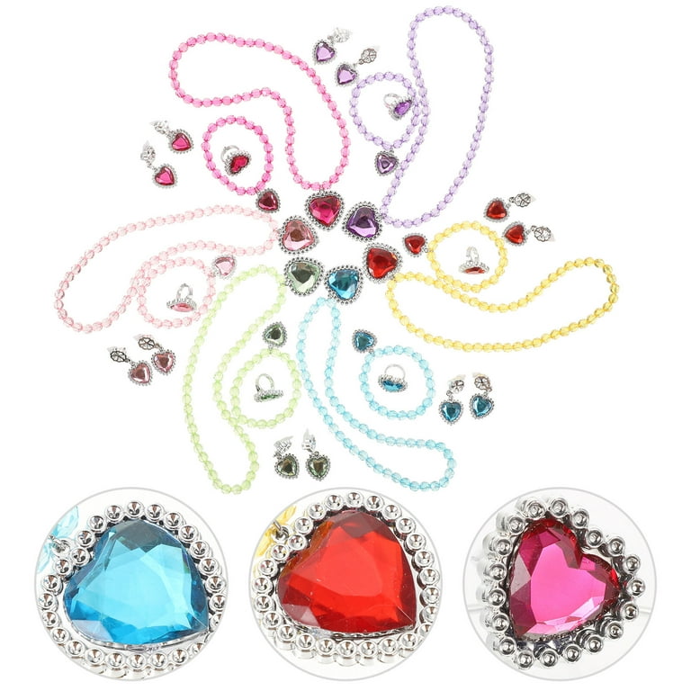 6 Sets Kids Dress Up Jewelry Necklaces Earrings Rings Bracelets Little  Girls Jewelry 