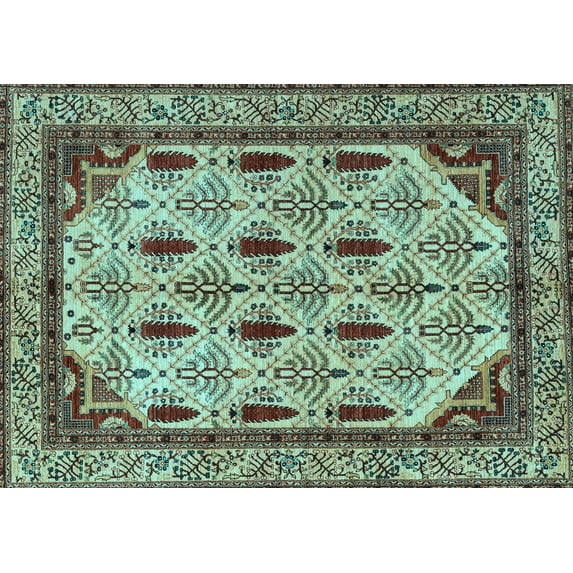Ahgly Company Indoor Rectangle Abstract Light Blue Modern Area Rugs, 6' x 9'