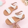 thumbnail image 2 of Duqingm Toddler Sandals Toddler Girl Sandals - Flower Girl Dress Shoes Open Toe Little Kid Summer Flats White,9.5, 2 of 6