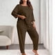 thumbnail image 2 of RKSTN Women's Plus Size Pajama Sets Crewneck 3/4 Length Sleeve Shirt Tops and Pajama Pants 2 Piece Set Womens Casual Solid Round Neck Three Quarter Sleeve Shirts and Loose Loungewear Pjs Pants Set, 2 of 6