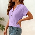 thumbnail image 5 of HongQid Short Sleeve Tops for Women Summer Button Down Shirts V Neck Henley T-Shirt Loose Fit Basic Tee, 5 of 9