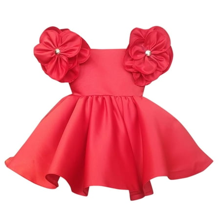 

Kids Toddler Baby Girls Dresses Birthday Dress Solid Flower Princess Pageant Dress Party Prom Ball Gown Baby Girl Clothes