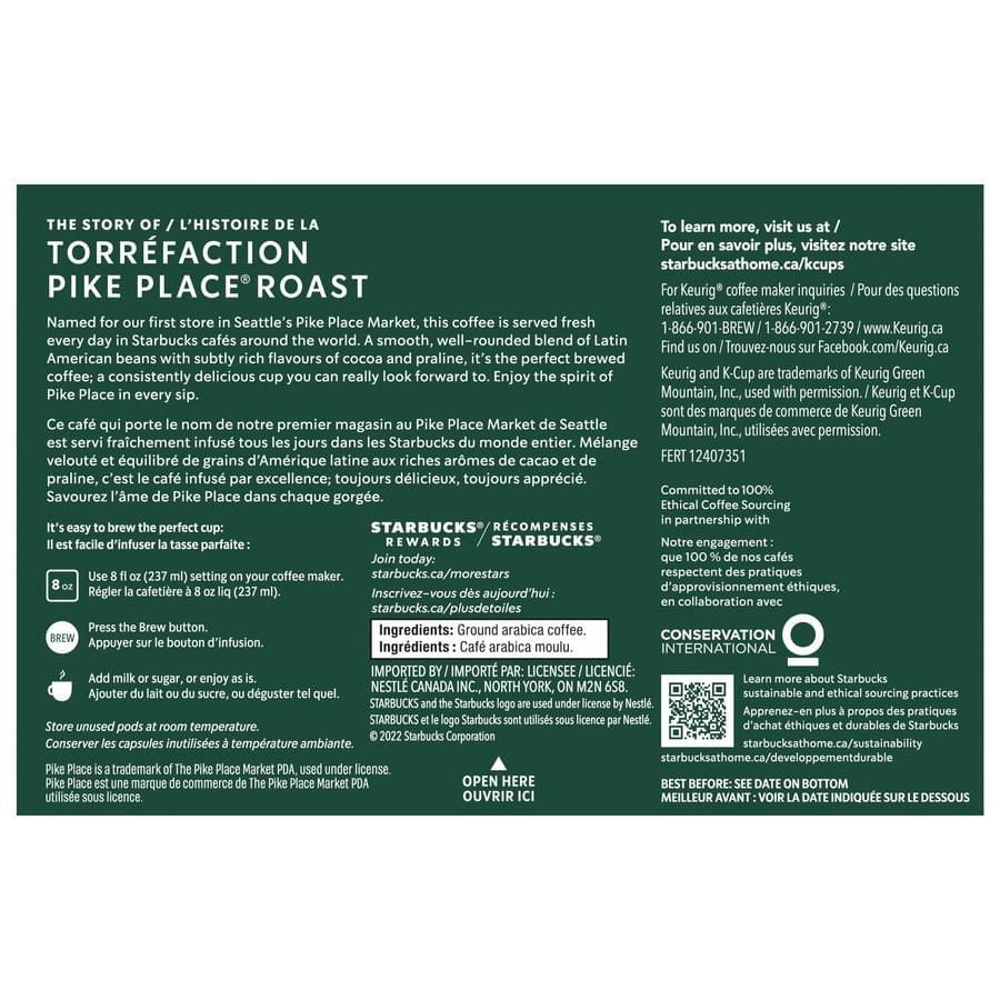 STARBUCKS® Pike Place® Roast Medium Roast Ground Coffee K-Cup® Pods 10 ct Box, 10 EA