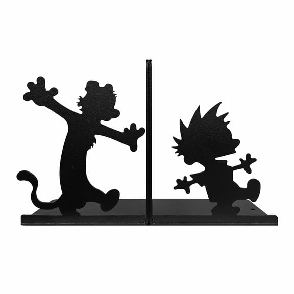 Calvin and Hobbes bookends, Metal Book ends for shelf, Decorative Bookends, Vintage Style