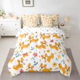 thumbnail image 2 of Manfei Kawaii Dalmatian Pug Bedding Comforter Set 7 Pieces for Kids, Cartoon Dog Lover Full Bedding Set, Blossoms Flower Floral Reversible Fitted Sheet Flat Sheet, Breathable Home Decor, 2 of 7