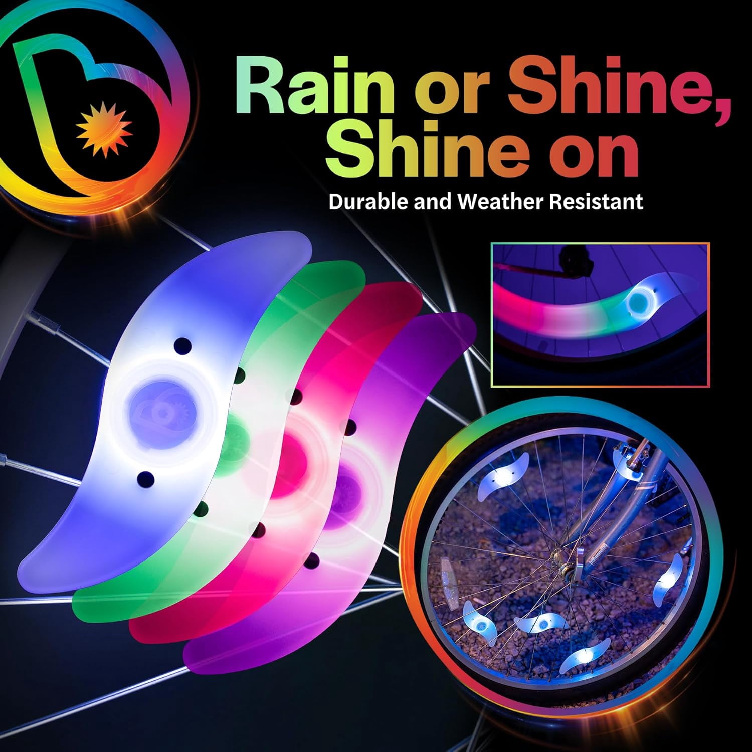 (2 pack) Brightz SpokeBrightz LED Bike Spoke Light, Color Morphing
