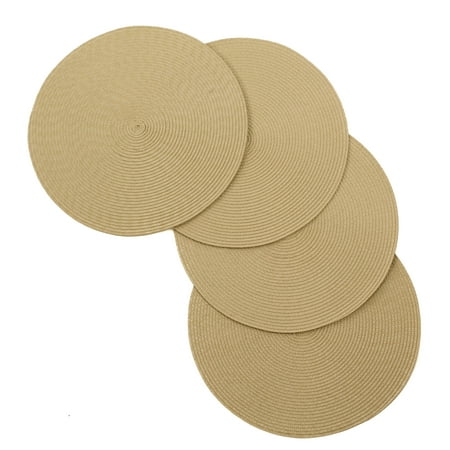 

Venice Collections Vienna Woven Spiral Table Placemats 15 Inches Round Set of 4 Non-Slip Dining & Kitchen Table Mats Beige