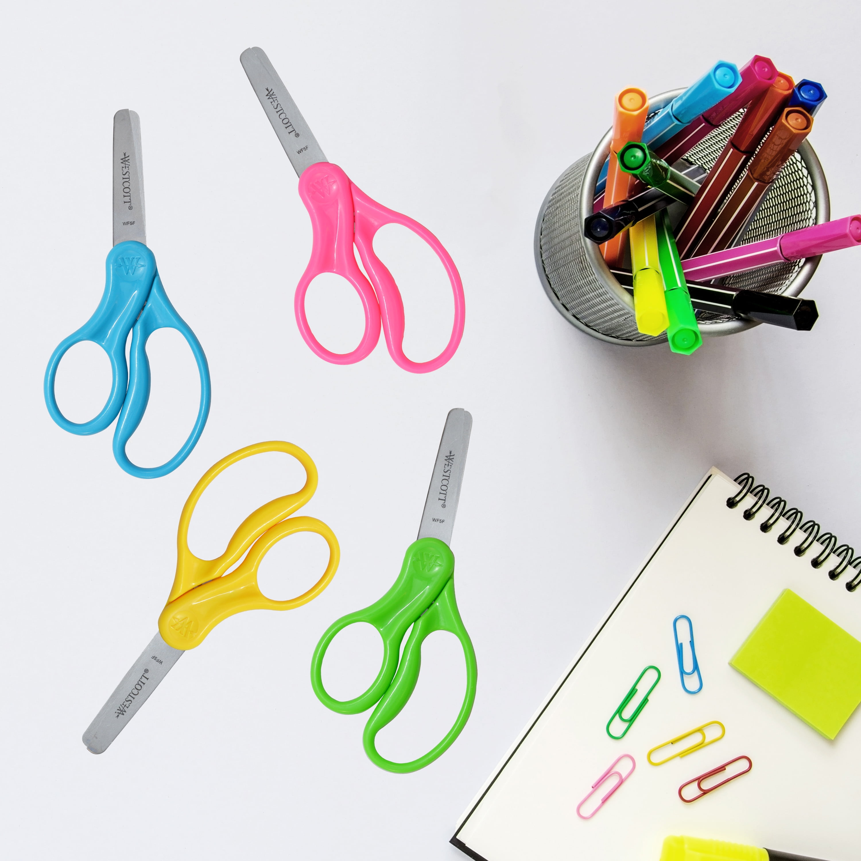  Kids Scissors, preschool 5 Inch Blunt Tip Anti-Pinch