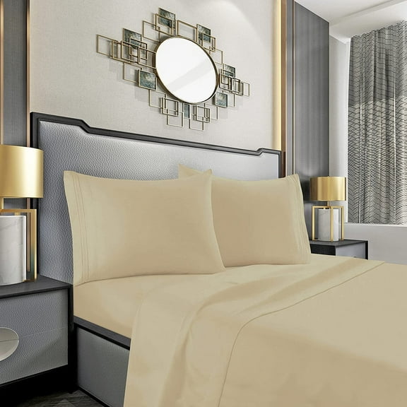 Elegant Comfort 1500 Series 2-Piece Pillowcase Set - Wrinkle, Fade and Stain Resistant - King Size, Cream