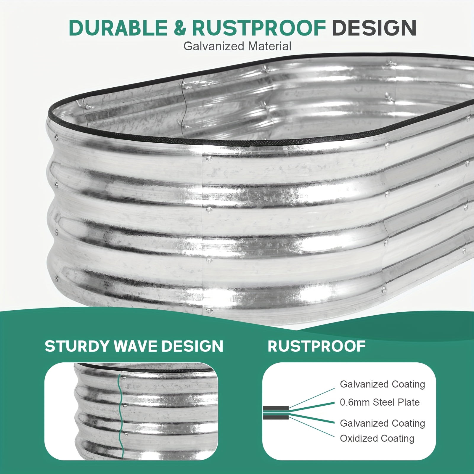 INNO STAGE Galvanized Metal Raised Garden Bed Kit Outdoor Planter Box 3-Pack 4x2x1FT